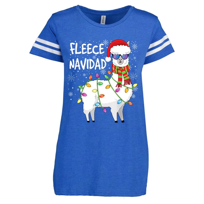 Fleece Feliz Navidad Llama Christmas Enza Ladies Jersey Football T-Shirt