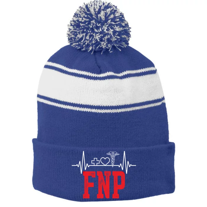 Fnp Family Nurse Practitioner Research Funny Nursing Cute Gift Stripe Pom Pom Beanie