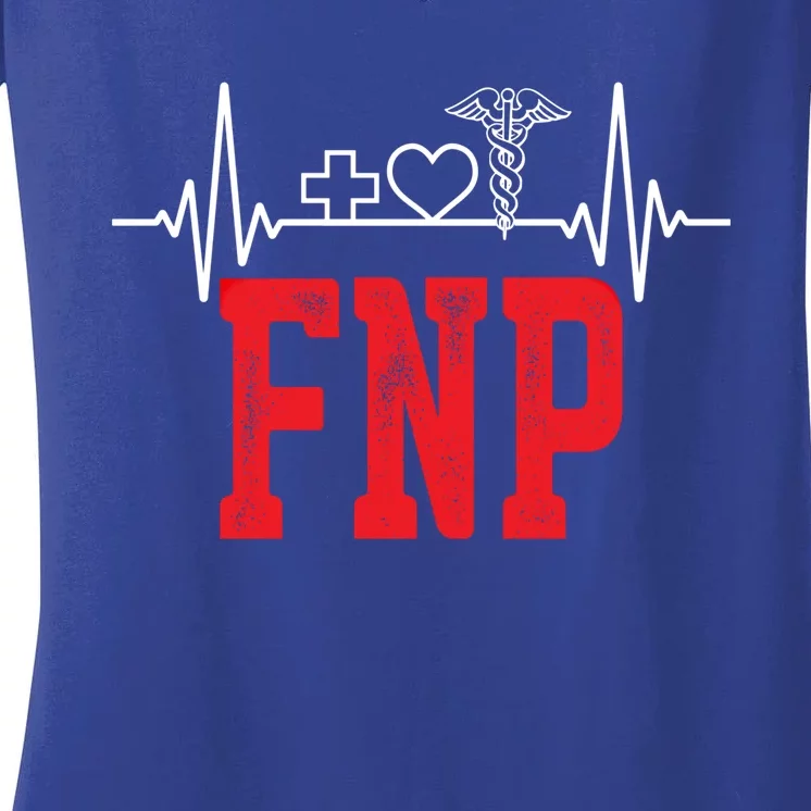 Fnp Family Nurse Practitioner Research Funny Nursing Cute Gift Women's V-Neck T-Shirt