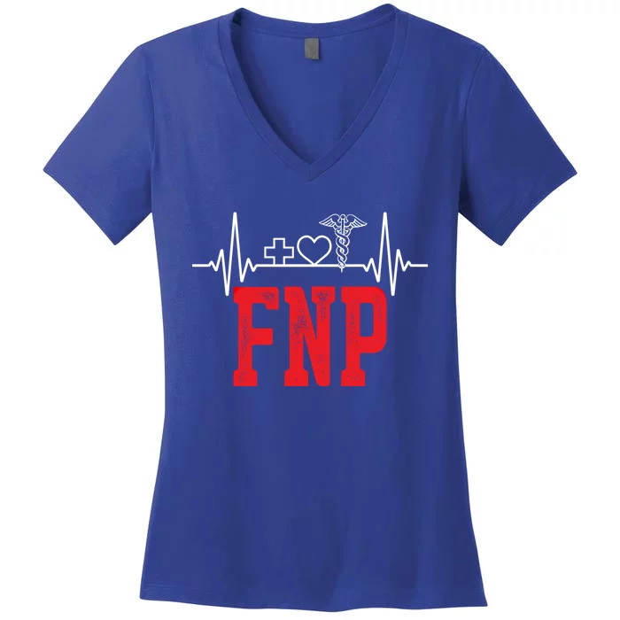 Fnp Family Nurse Practitioner Research Funny Nursing Cute Gift Women's V-Neck T-Shirt