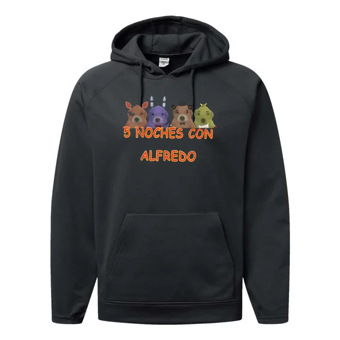 Fnaf Five Nights At Freddys Meme 5 Noches Con Alfredo Performance Fleece Hoodie