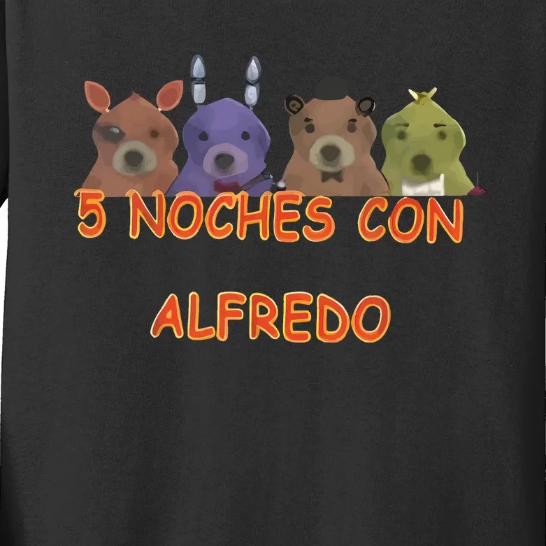 Fnaf Five Nights At Freddys Meme 5 Noches Con Alfredo Kids Long Sleeve Shirt