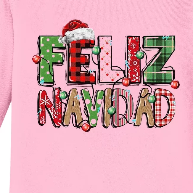 Funny Feliz Navidad Spanish Merry Christmas Christmas Lights Family Matching Baby Long Sleeve Bodysuit