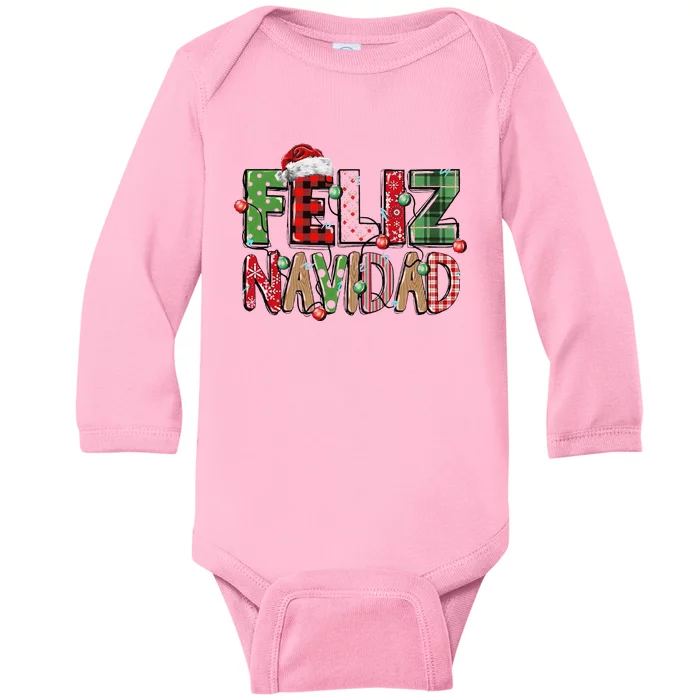 Funny Feliz Navidad Spanish Merry Christmas Christmas Lights Family Matching Baby Long Sleeve Bodysuit