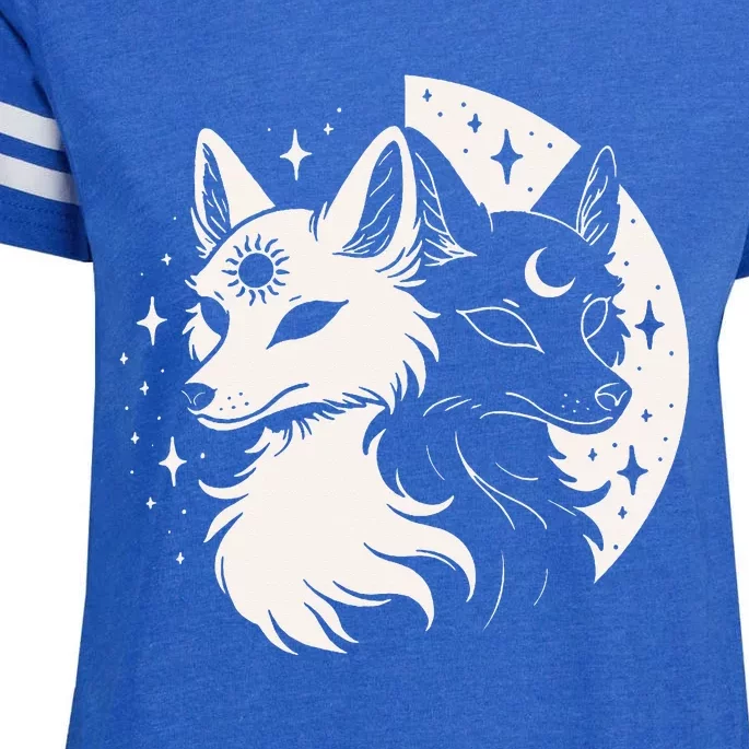 Fox Foxes Night Moon Day Sun Stars Spirit Celestial Moon Enza Ladies Jersey Football T-Shirt