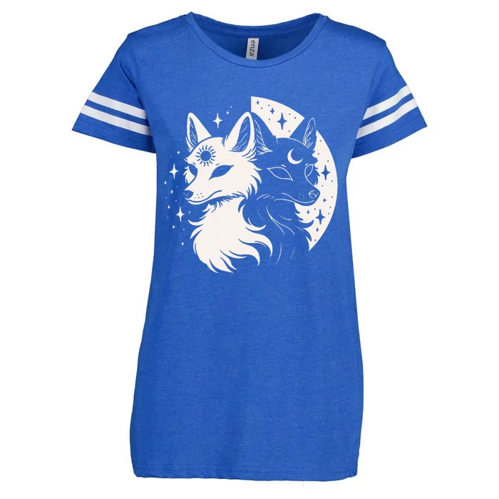 Fox Foxes Night Moon Day Sun Stars Spirit Celestial Moon Enza Ladies Jersey Football T-Shirt