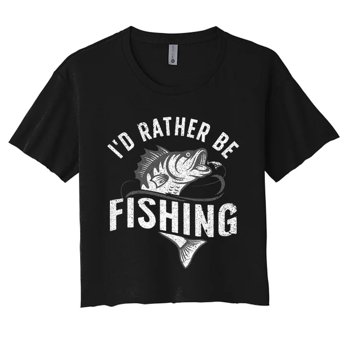 Funny Fishing Novelty Design Fish Lovers Women's Crop Top Tee