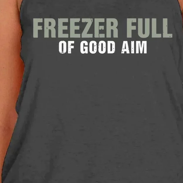 Freezer Full Of Good Aim Funny Saying Women's Knotted Racerback Tank