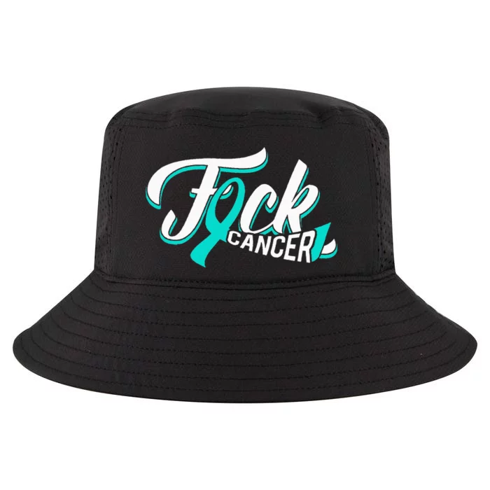 Funny Fuck Ovarian Cancer Teal Ribbon Gift Cancer Survivor Cool Comfort Performance Bucket Hat