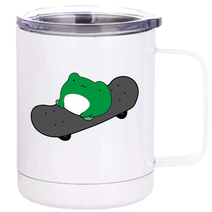 Funny Frog On Skateboard Front & Back 12oz Stainless Steel Tumbler Cup