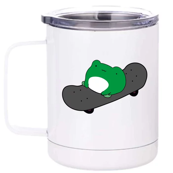 Funny Frog On Skateboard Front & Back 12oz Stainless Steel Tumbler Cup