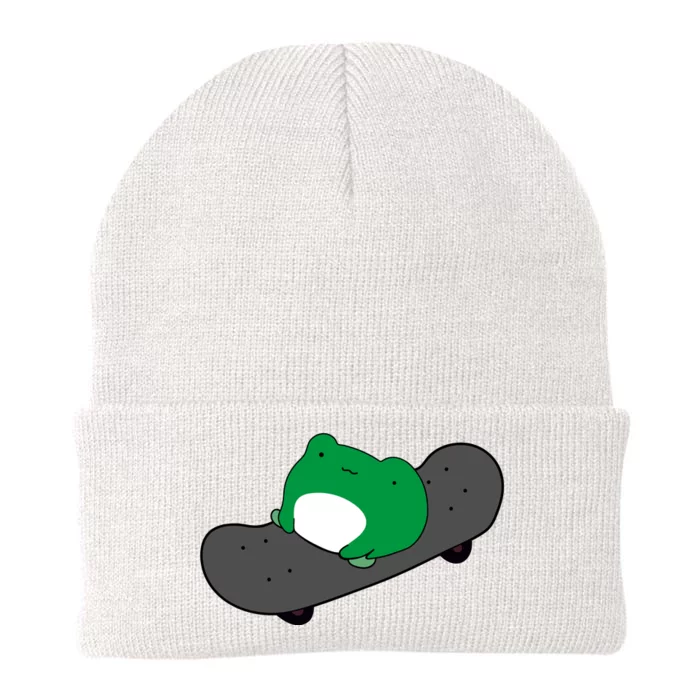 Funny Frog On Skateboard Knit Cap Winter Beanie