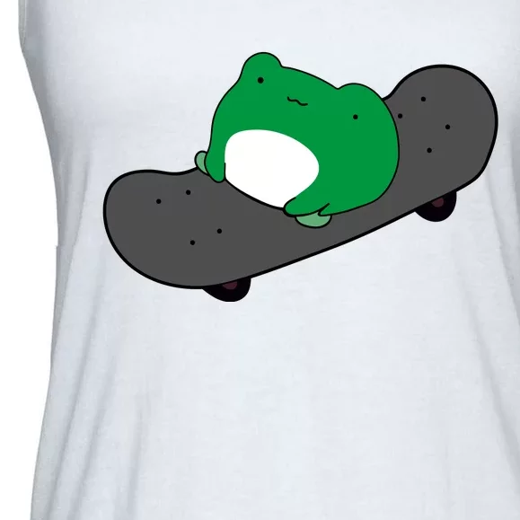 Funny Frog On Skateboard Ladies Essential Flowy Tank