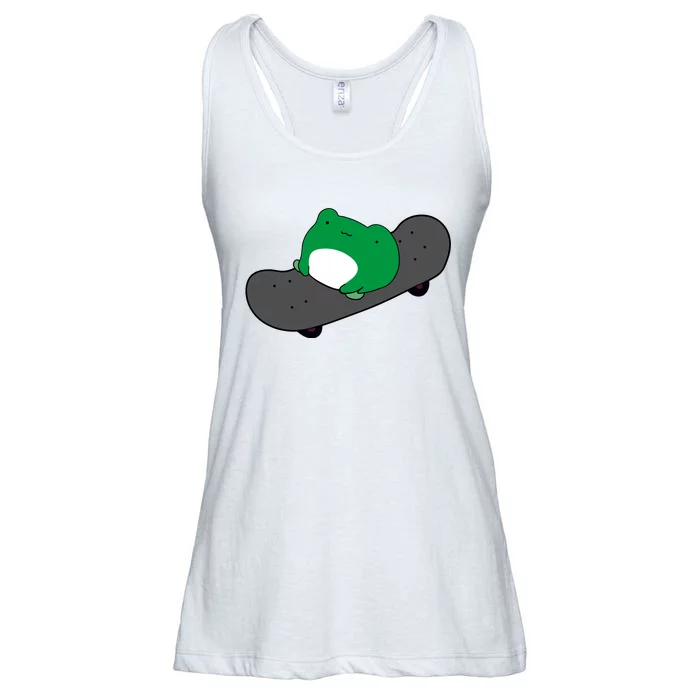 Funny Frog On Skateboard Ladies Essential Flowy Tank