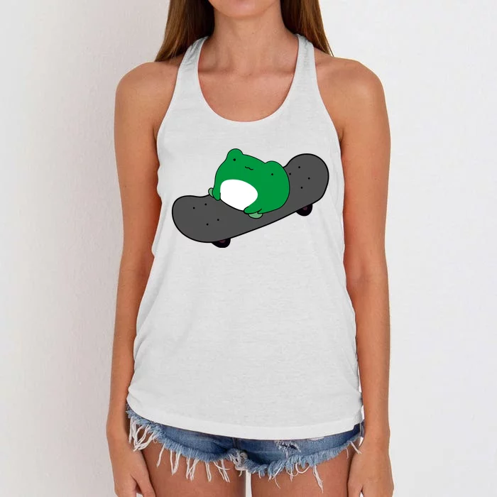 Funny Frog On Skateboard Women's Knotted Racerback Tank