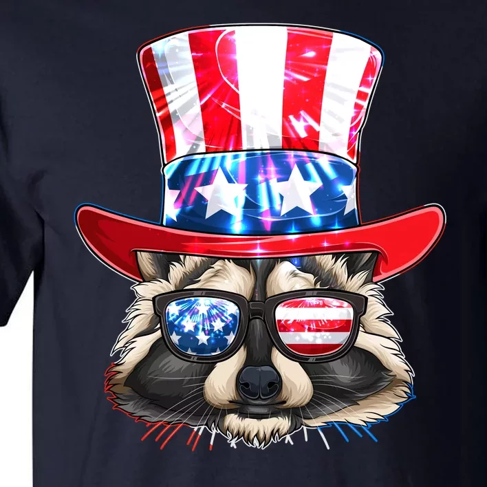 Funny Fourth Of July Fireworks Raccoon Tall T-Shirt