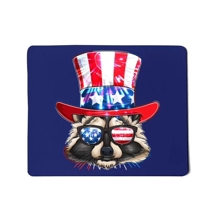 Funny Fourth Of July Fireworks Raccoon Mousepad