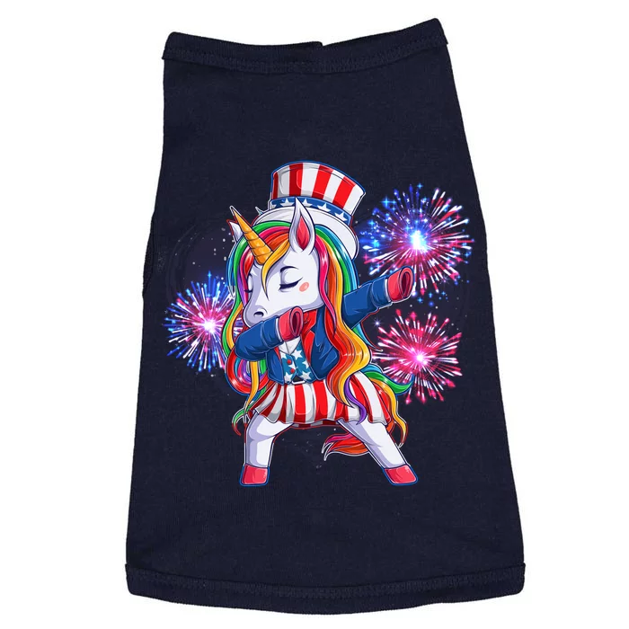 Funny Fourth Of July Fireworks Dabbing Unicorn Doggie Tank