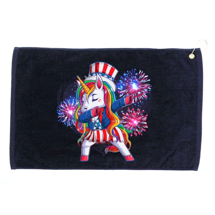 Funny Fourth Of July Fireworks Dabbing Unicorn Grommeted Golf Towel