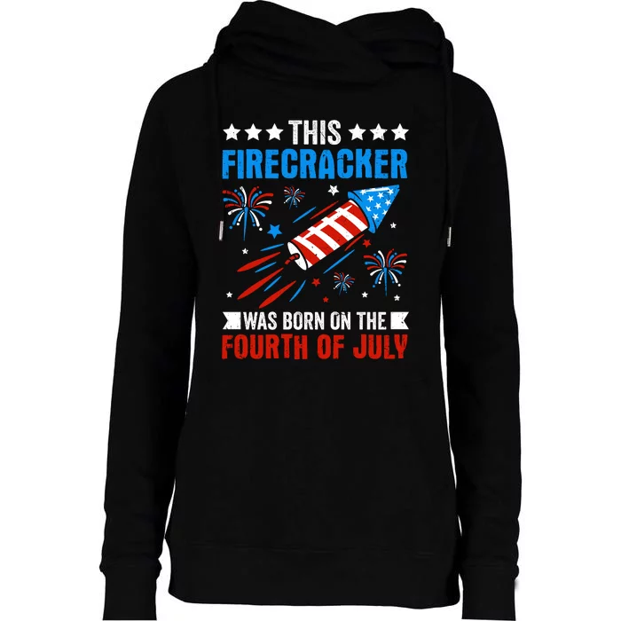 Firecracker Fourth Of July Celebration Graphic Womens Funnel Neck Pullover Hood