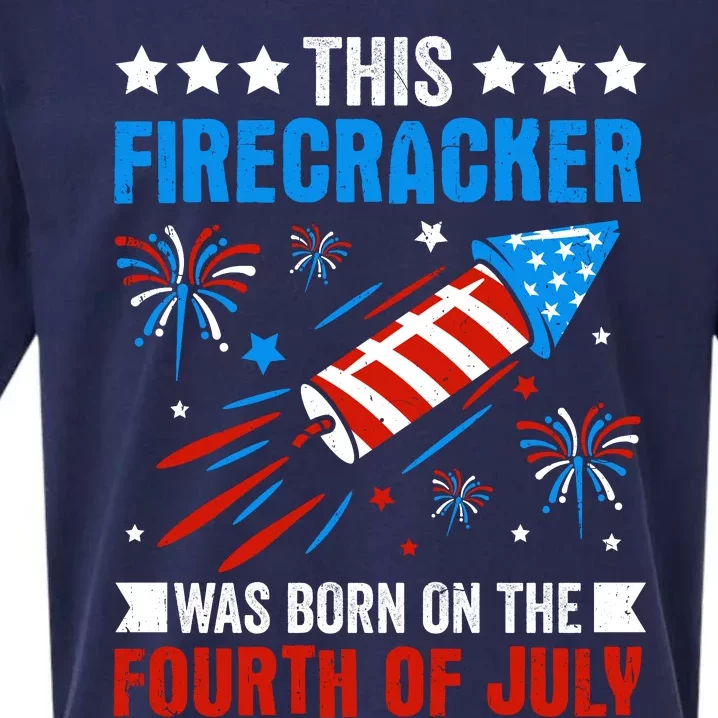 Firecracker Fourth Of July Celebration Graphic Sueded Cloud Jersey T-Shirt