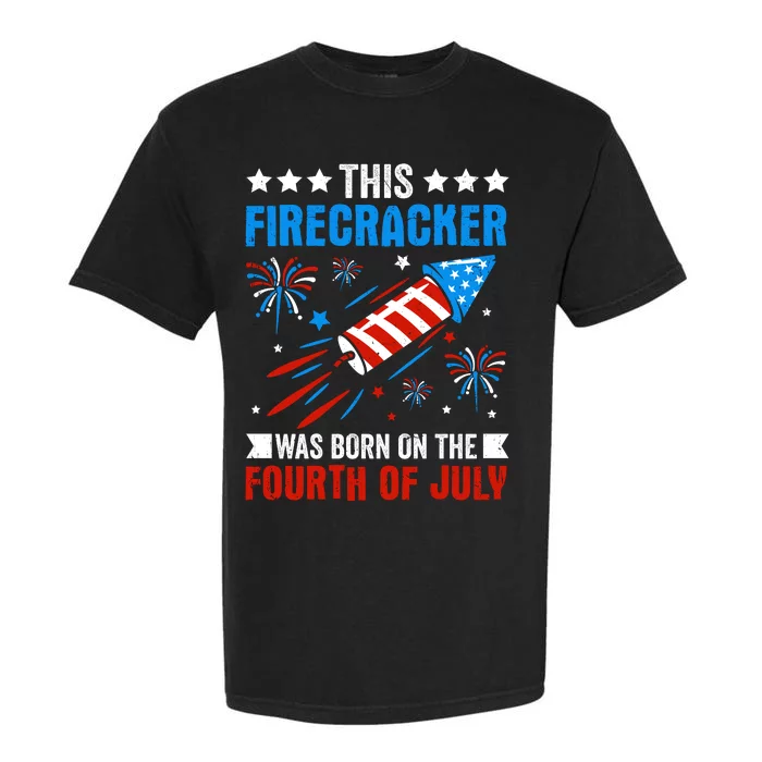 Firecracker Fourth Of July Celebration Graphic Garment-Dyed Heavyweight T-Shirt