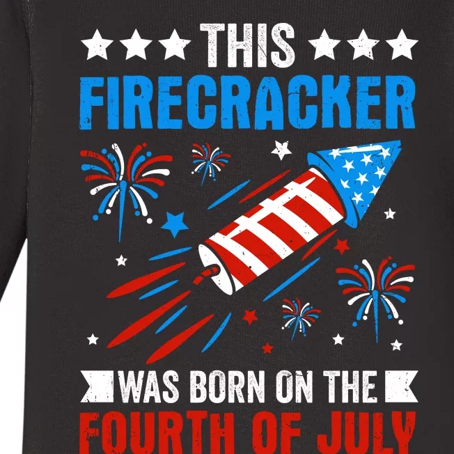 Firecracker Fourth Of July Celebration Graphic Baby Long Sleeve Bodysuit