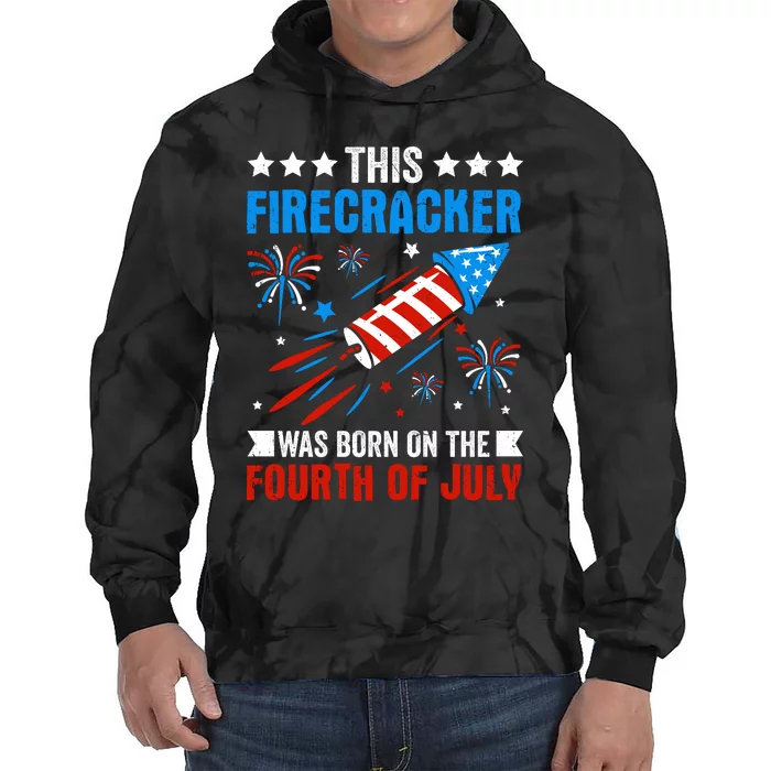 Firecracker Fourth Of July Celebration Graphic Tie Dye Hoodie