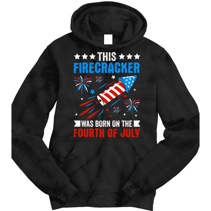 Firecracker Fourth Of July Celebration Graphic Tie Dye Hoodie