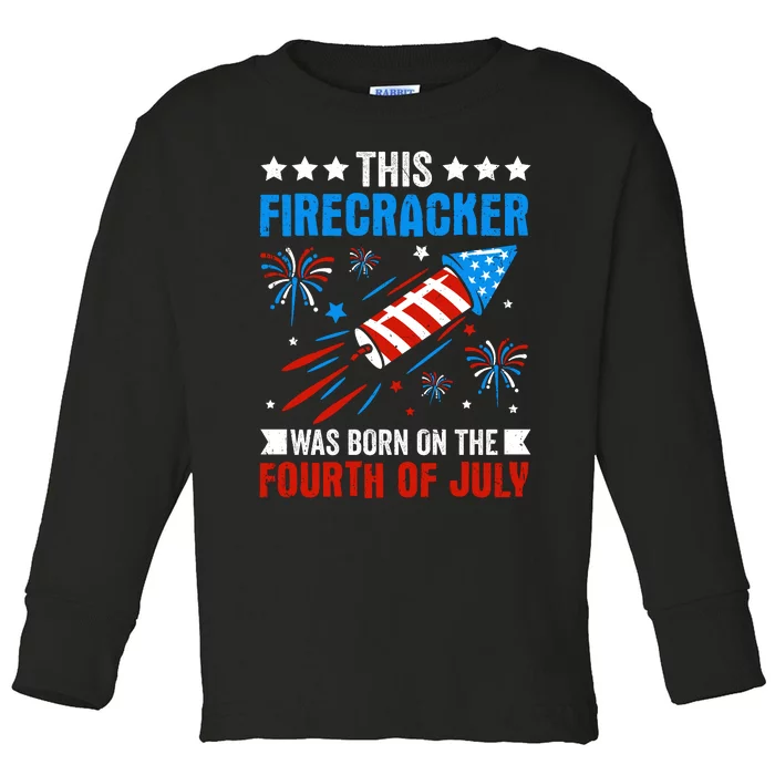 Firecracker Fourth Of July Celebration Graphic Toddler Long Sleeve Shirt