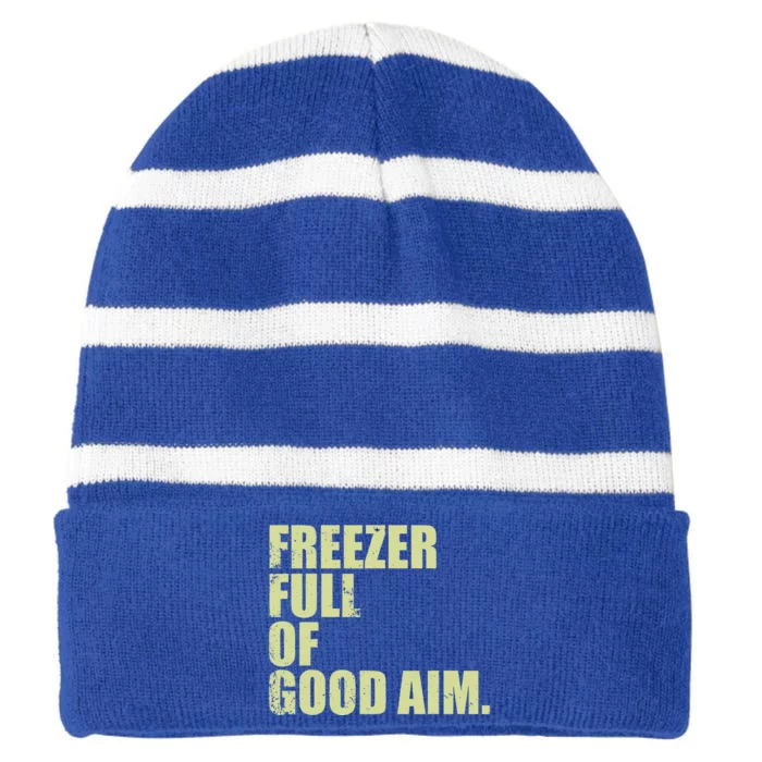 Freezer Full Of GoodAim Funny Vintage Striped Beanie with Solid Band