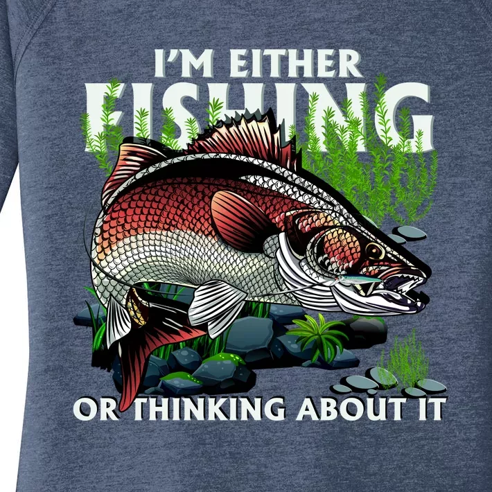 Funny Fishing Or Thinking About It Women's Perfect Tri Tunic Long Sleeve Shirt