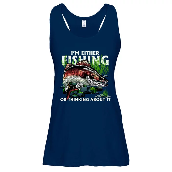 Funny Fishing Or Thinking About It Ladies Essential Flowy Tank