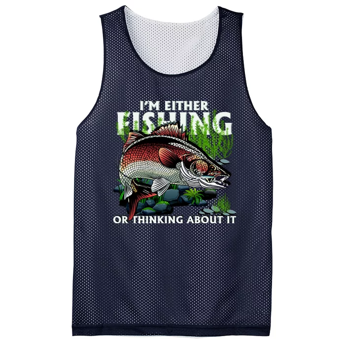 Funny Fishing Or Thinking About It Mesh Reversible Basketball Jersey Tank