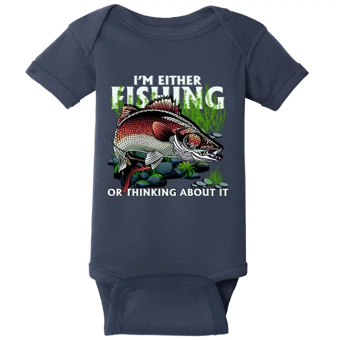 Funny Fishing Or Thinking About It Baby Bodysuit