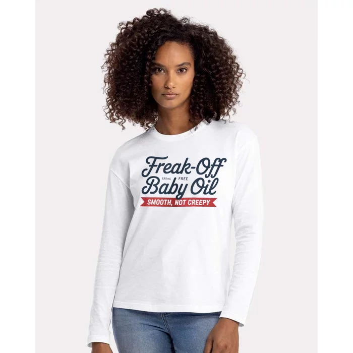 Funny Freak Off Free Baby Oil Halloween Womens Cotton Relaxed Long Sleeve T-Shirt