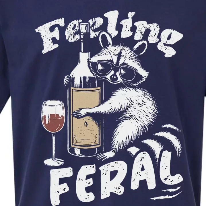 Feeling Feral Opossum Raccoon And Wine Feral Girl Summer Sueded Cloud Jersey T-Shirt