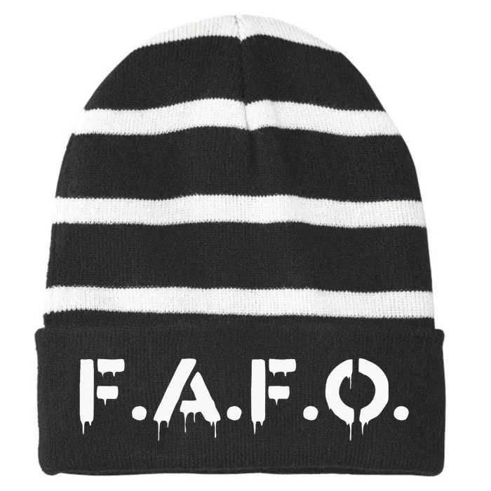 Fafo Find Out Funny Striped Beanie with Solid Band