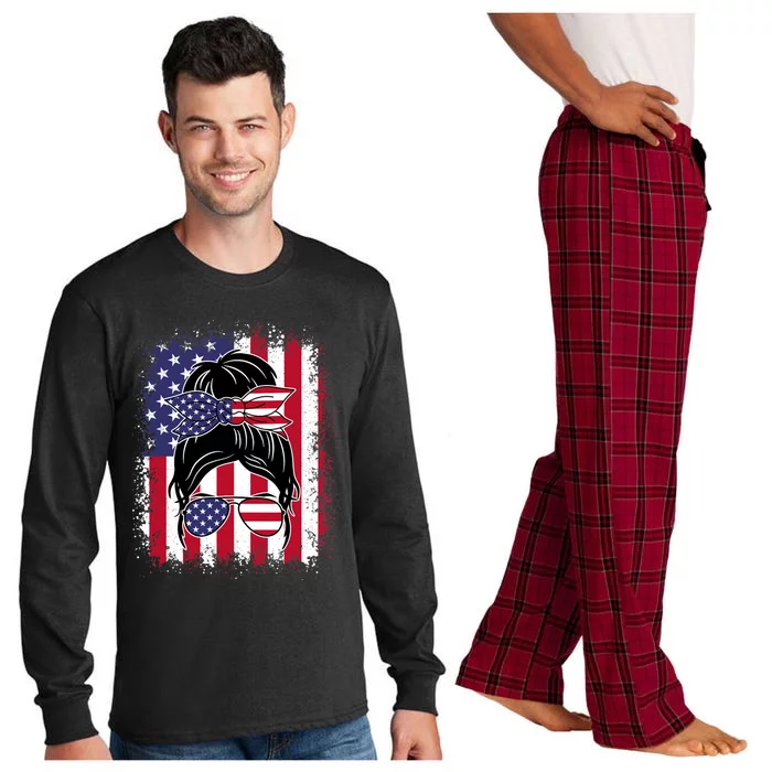 Funny Fourth Of July Patriotic American Flag 4th Of July Long Sleeve Pajama Set