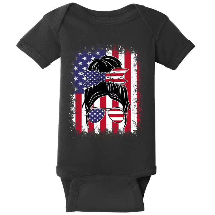 Funny Fourth Of July Patriotic American Flag 4th Of July Baby Bodysuit