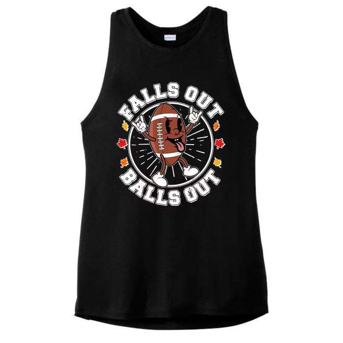 Funny Falls Out Balls Out Football Fall Season Sports Fan Ladies Tri-Blend Wicking Tank