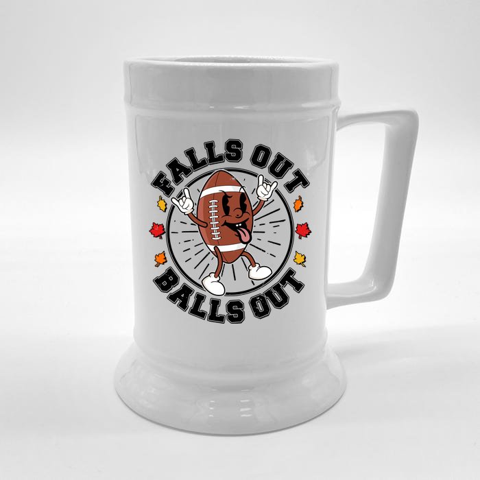 Funny Falls Out Balls Out Football Fall Season Sports Fan Front & Back Beer Stein