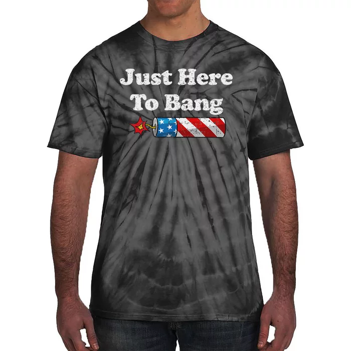 Funny Fourth Of July 4th Of July IM Just Here To Bang Tie-Dye T-Shirt