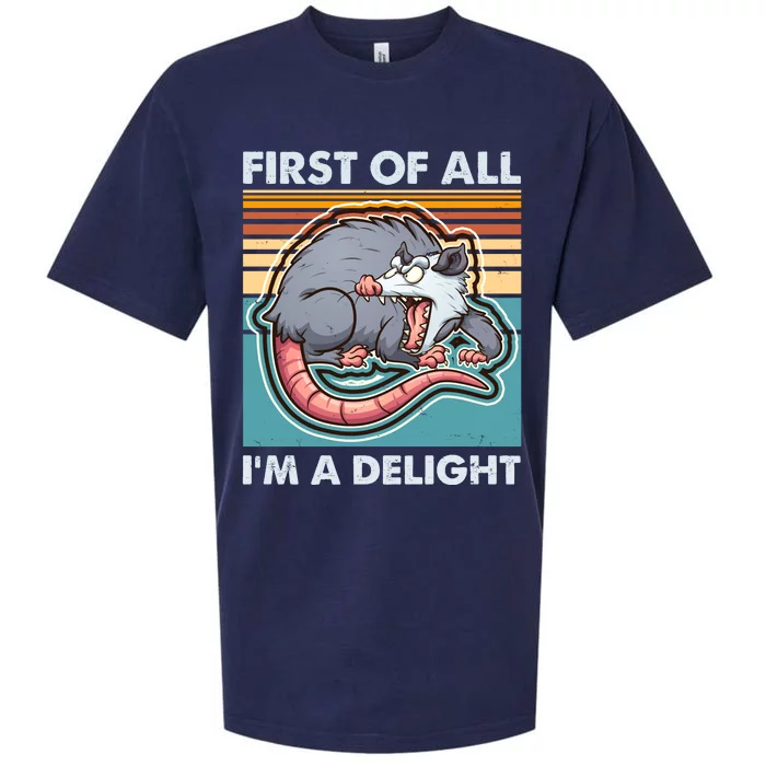 Funny First Of All Im A Delight Screaming Opossum Sueded Cloud Jersey T-Shirt