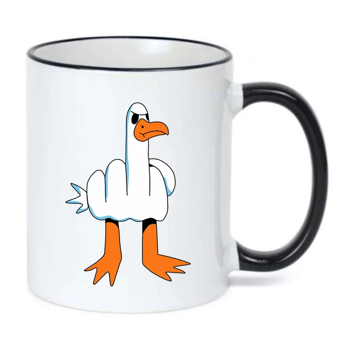 Funny Finger Of Disagree Swan Black Color Changing Mug