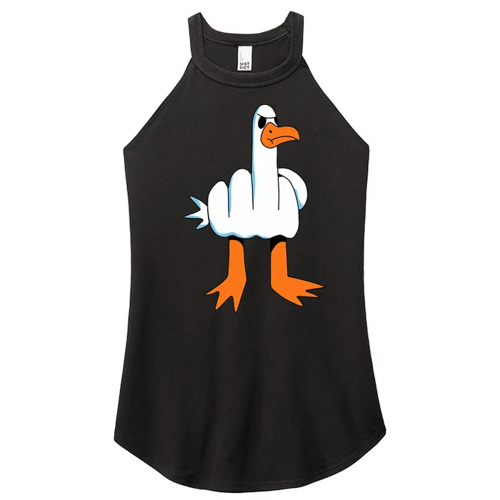 Funny Finger Of Disagree Swan Women’s Perfect Tri Rocker Tank