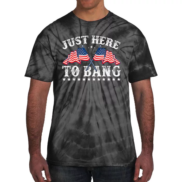 Funny Fourth Of July 4th Of July IM Just Here To Bang Tie-Dye T-Shirt