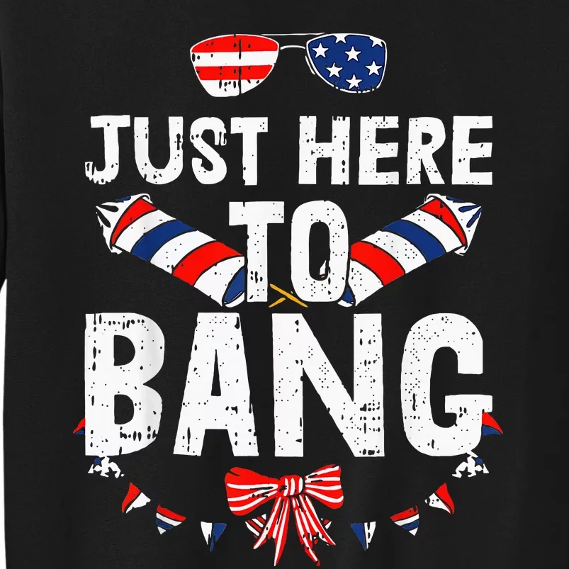 Funny Fourth Of July 4th Of July IM Just Here To Bang Tall Sweatshirt