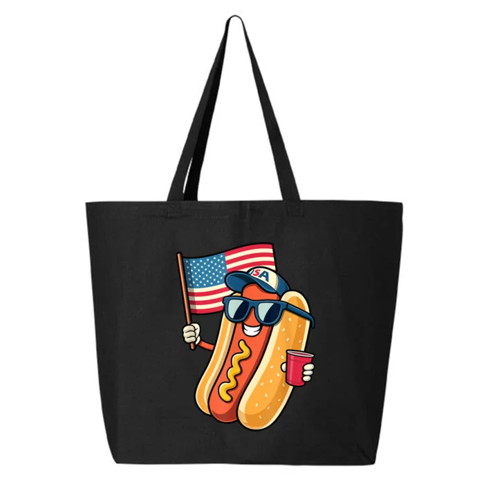 Funny Fourth Of July Patriotic Usa Flag 4th Of July Hotdog Gift 25L Jumbo Tote