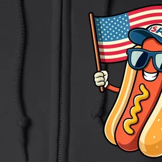 Funny Fourth Of July Patriotic Usa Flag 4th Of July Hotdog Gift Full Zip Hoodie